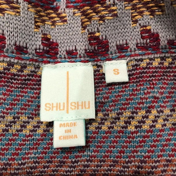 Shu Shu Hounds tooth Blue sweater jacket Size Small - Picture 3 of 10